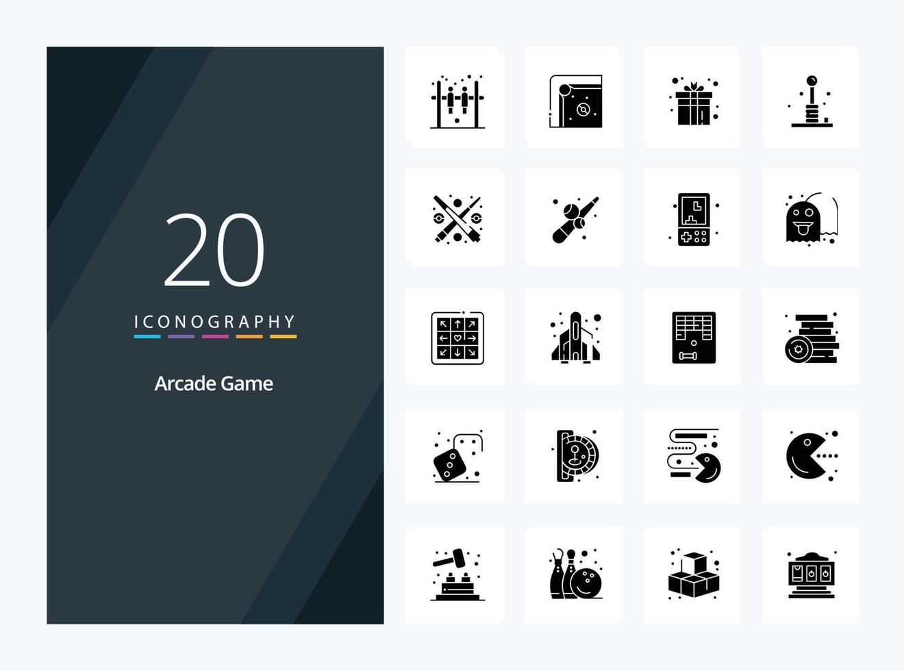 20 Arcade Solid Glyph icon for presentation vector
