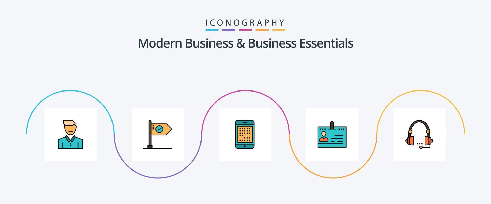 Modern Business And Business Essentials Line Filled Flat 5 Icon Pack Including digital. computer. achieve. phone. mark vector