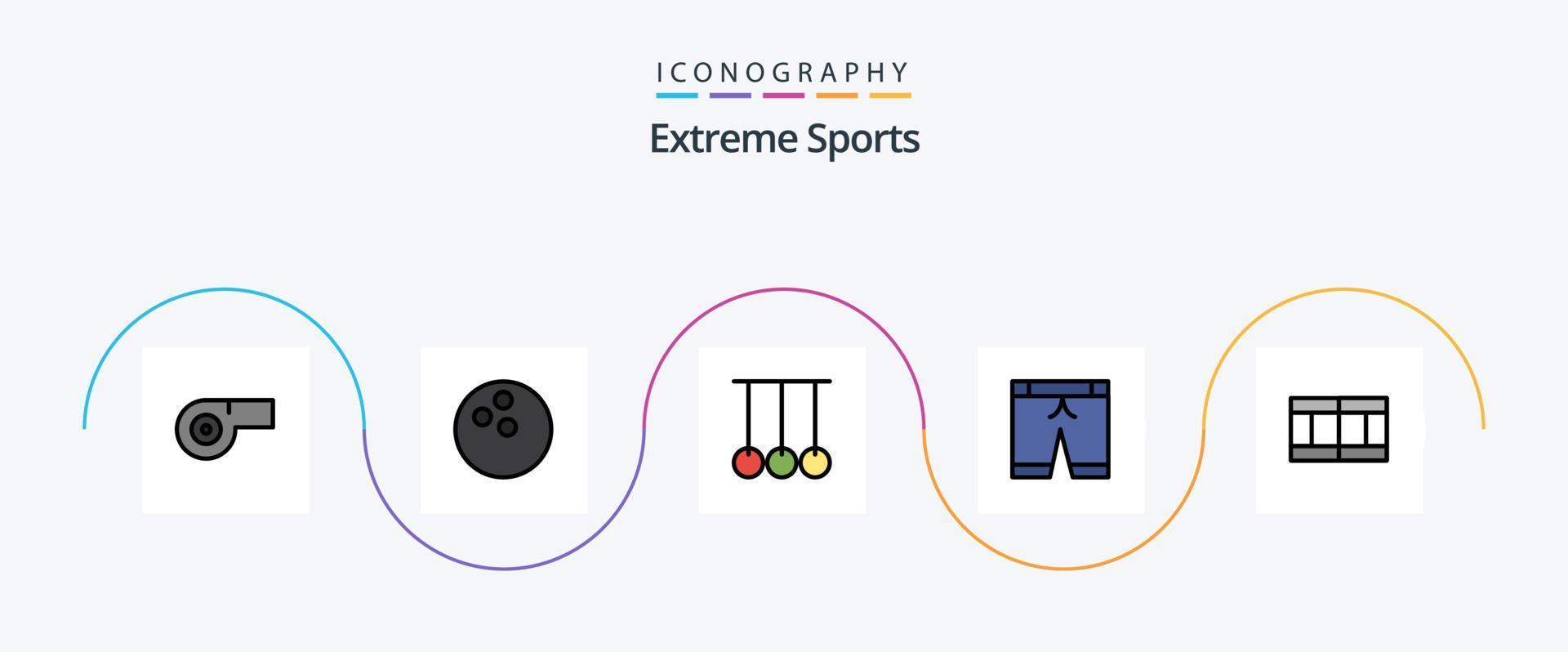 Paquete de 5 iconos planos llenos de línea deportiva que incluye. deporte. tenis. campo vector