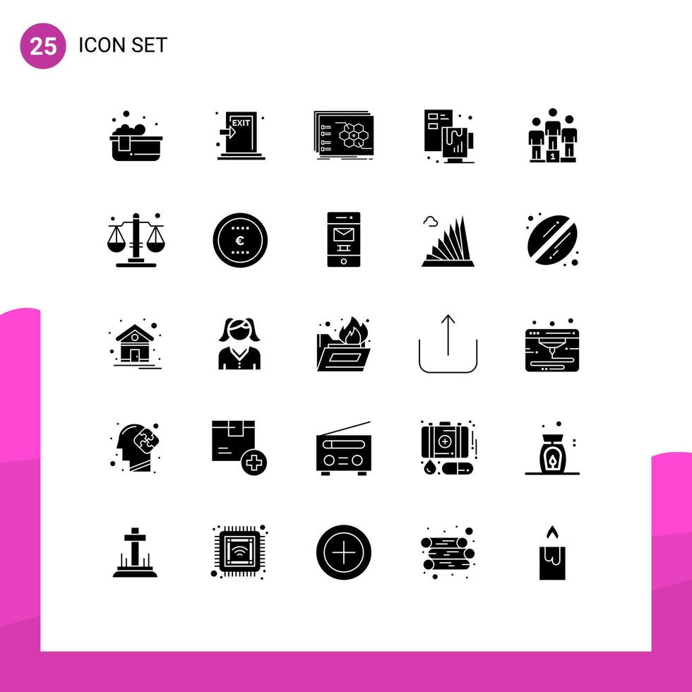 Set of 25 Modern UI Icons Symbols Signs for file process exit creative tactic Editable Vector Design Elements