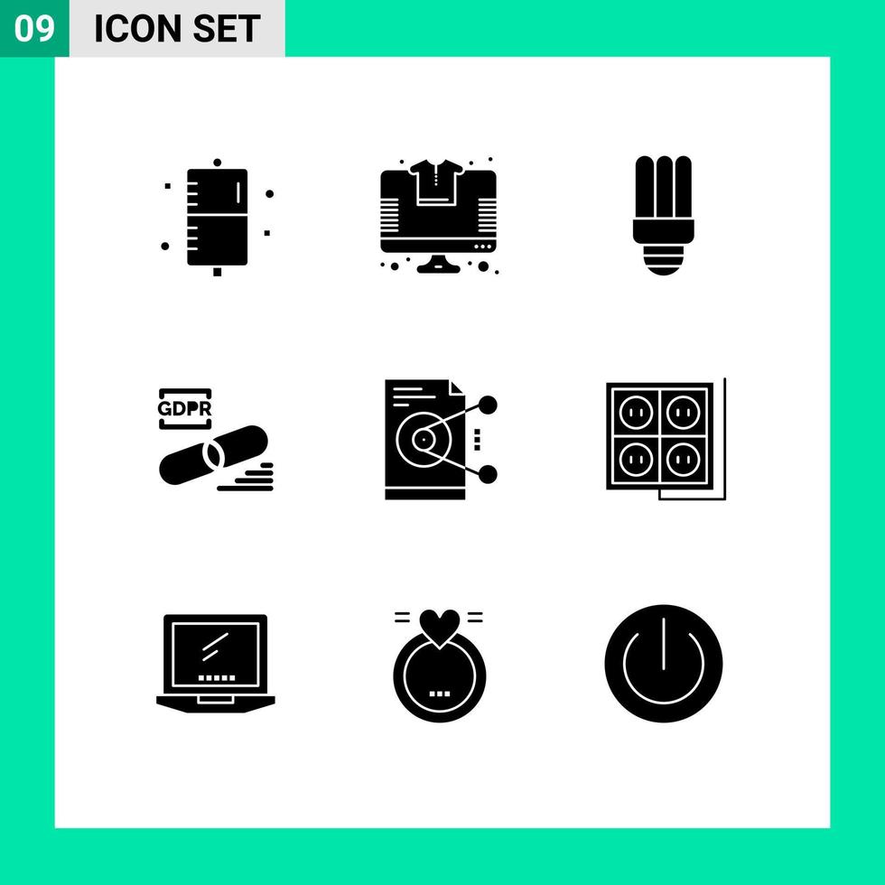 9 Creative Icons Modern Signs and Symbols of file secure tshirt lock clip Editable Vector Design Elements