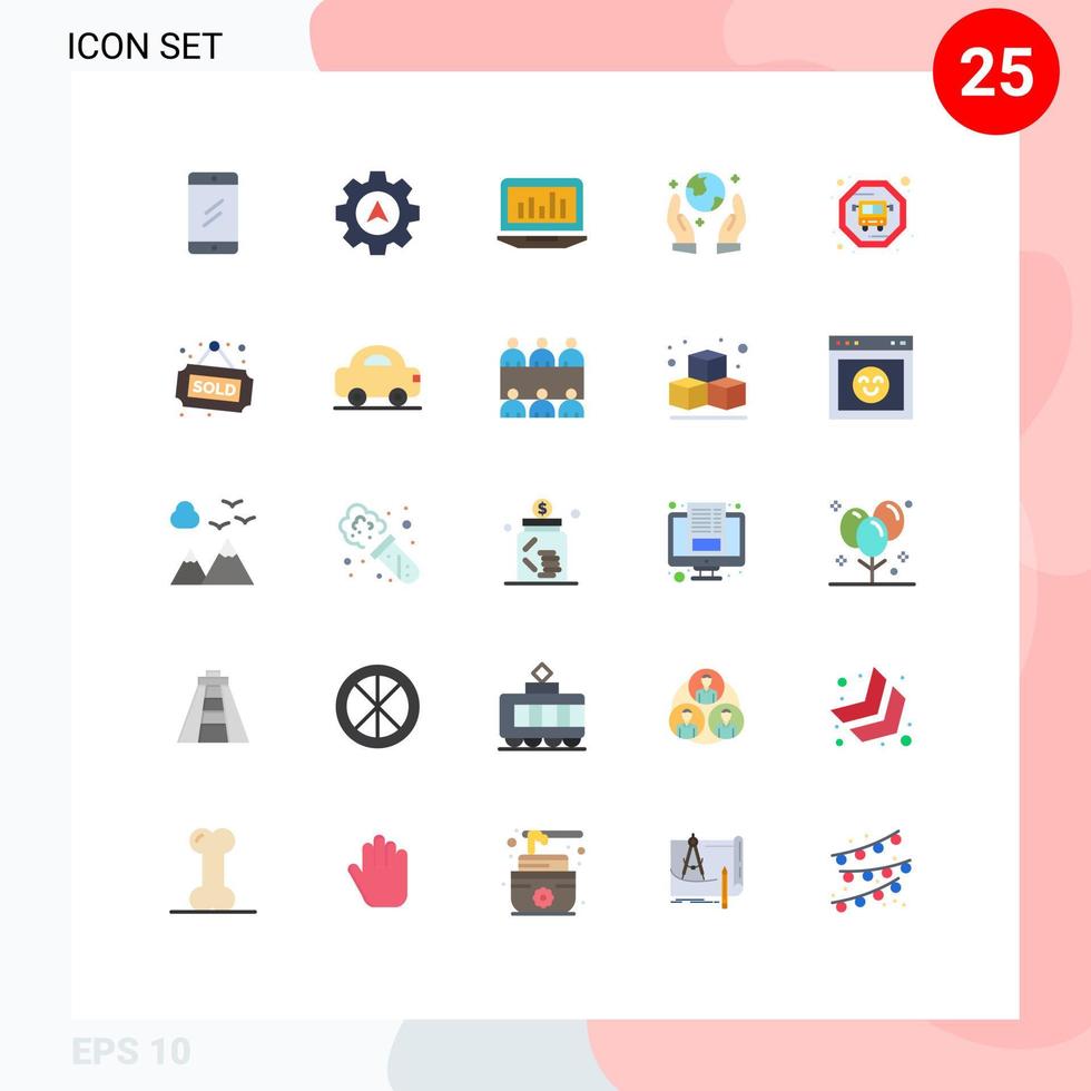 Set of 25 Modern UI Icons Symbols Signs for tag bus graph guarder earth saving Editable Vector Design Elements
