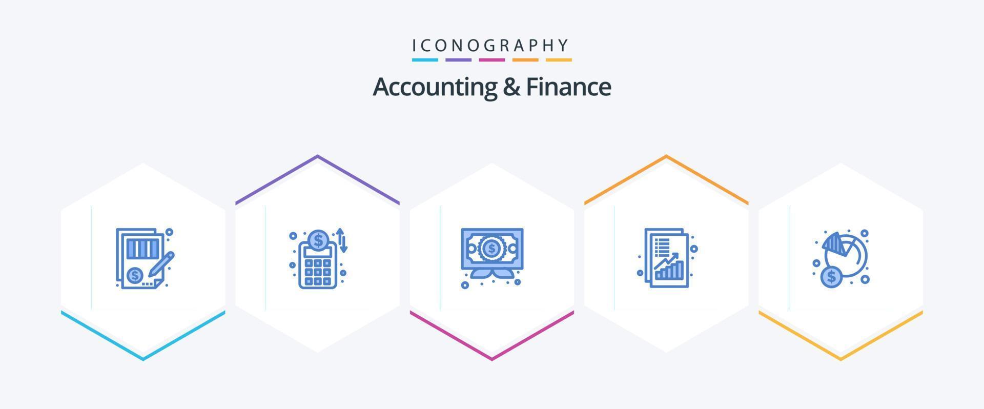 Accounting And Finance 25 Blue icon pack including economy. money. business. increase. analysis vector