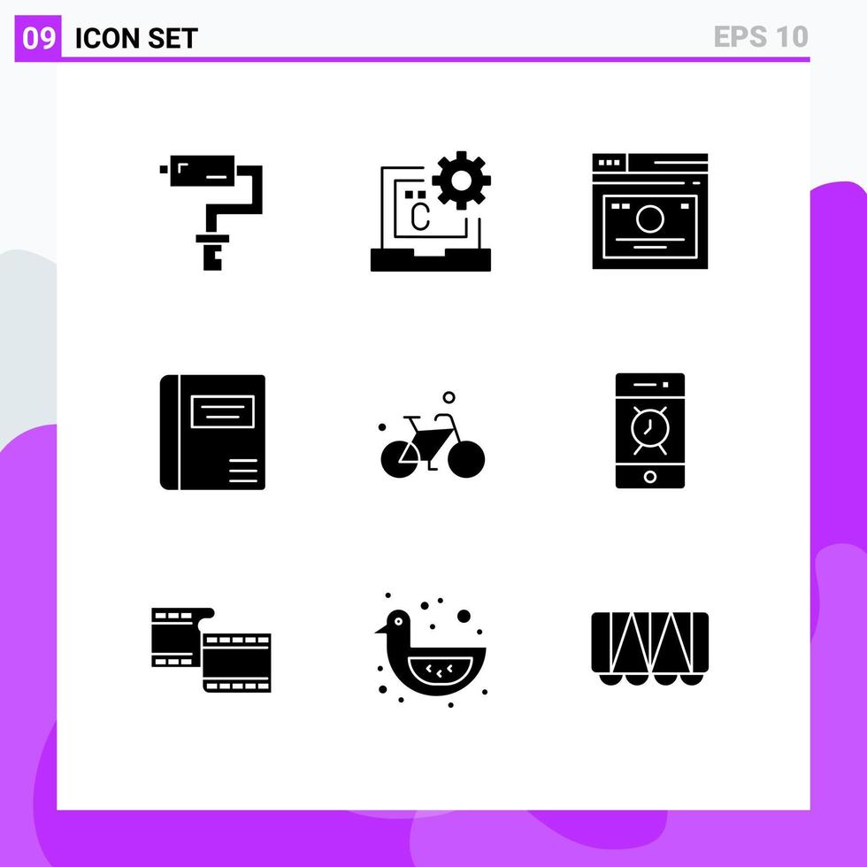 Set of 9 Modern UI Icons Symbols Signs for medical education development book quicklinks Editable Vector Design Elements