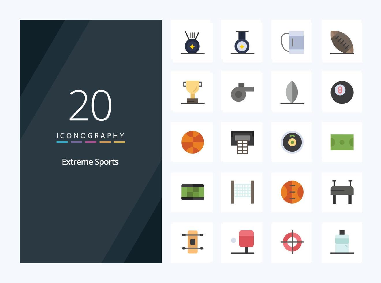 20 icono deportivo de color plano para presentación vector