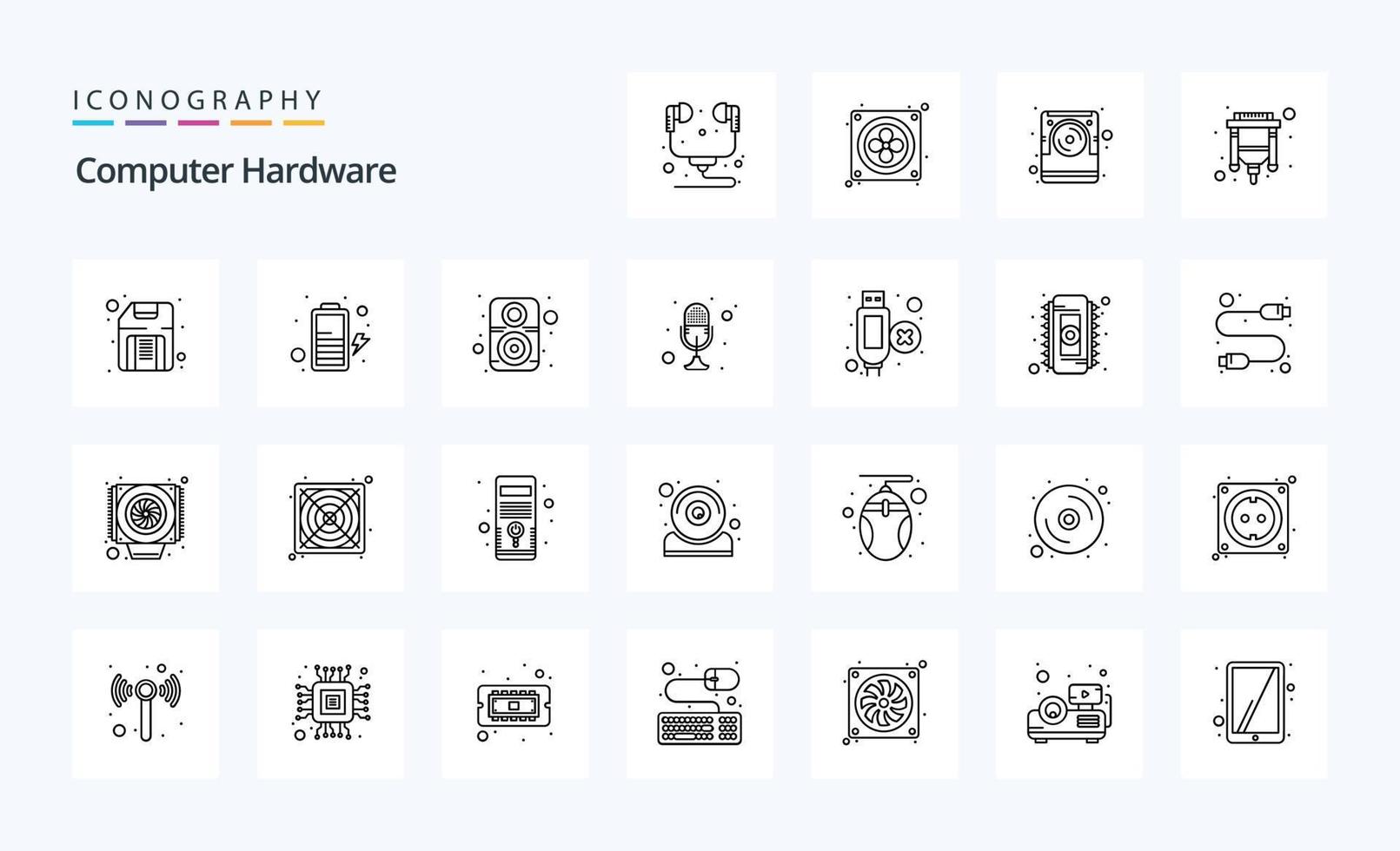 25 Computer Hardware Line icon pack vector
