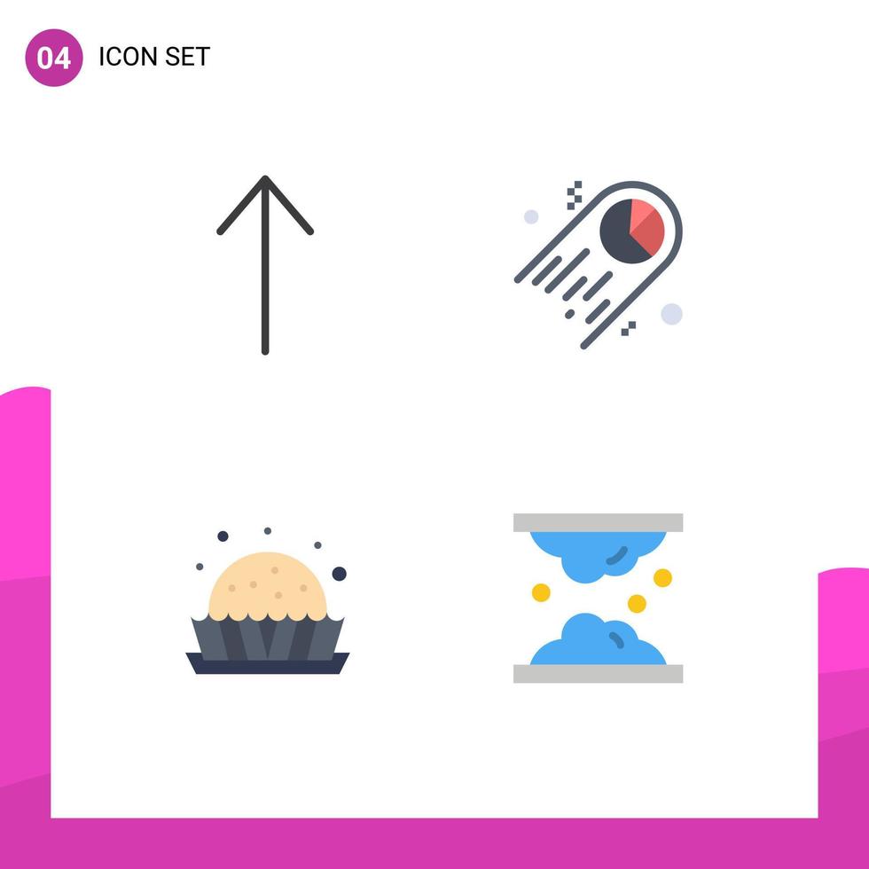 Editable Vector Line Pack of 4 Simple Flat Icons of arrow sweets pie dessert dermatology Editable Vector Design Elements