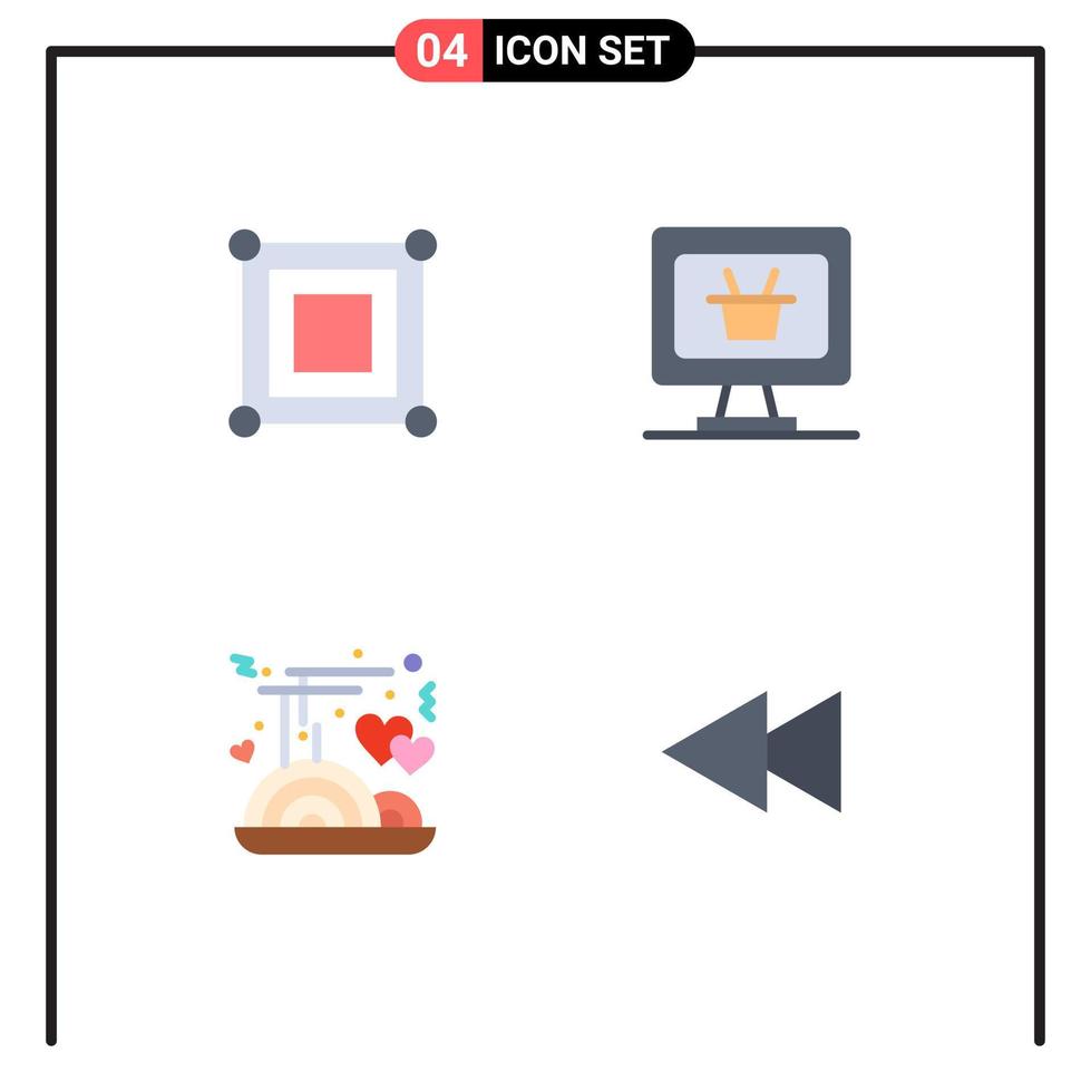 Stock Vector Icon Pack of 4 Line Signs and Symbols for board noodles box cart arrow Editable Vector Design Elements