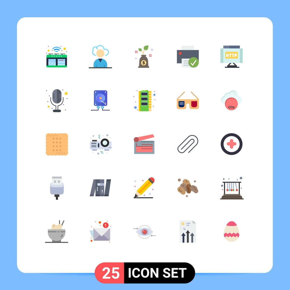 grupo de símbolos de iconos universales de 25 colores planos modernos de hardware http gadget de presupuesto conectado elementos de diseño de vectores editables