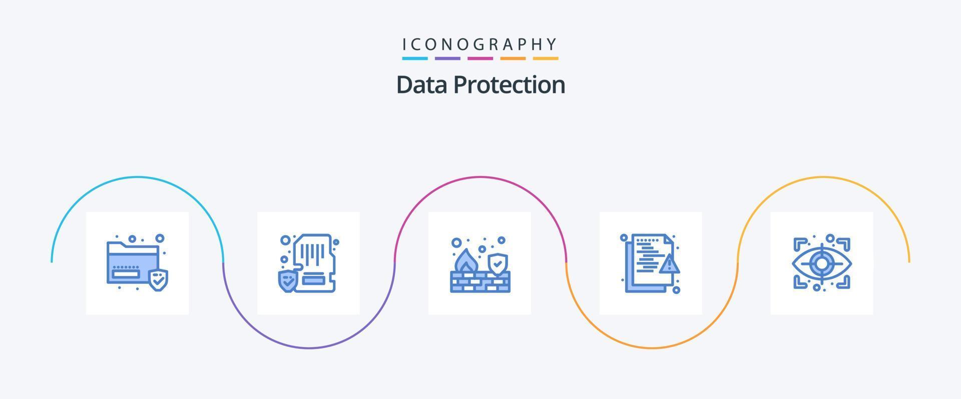 Data Protection Blue 5 Icon Pack Including security. network. mobile. hacker. wall vector