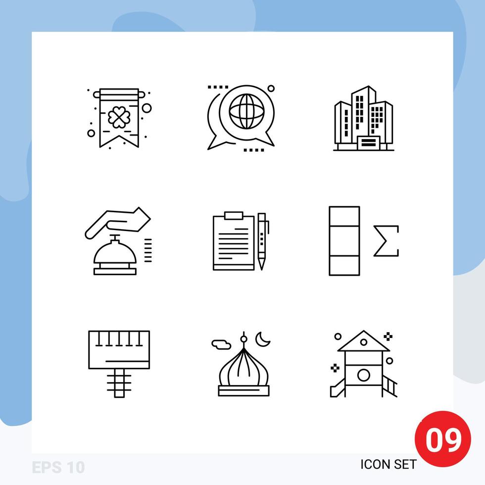 9 User Interface Outline Pack of modern Signs and Symbols of business security address cyber gdpr Editable Vector Design Elements