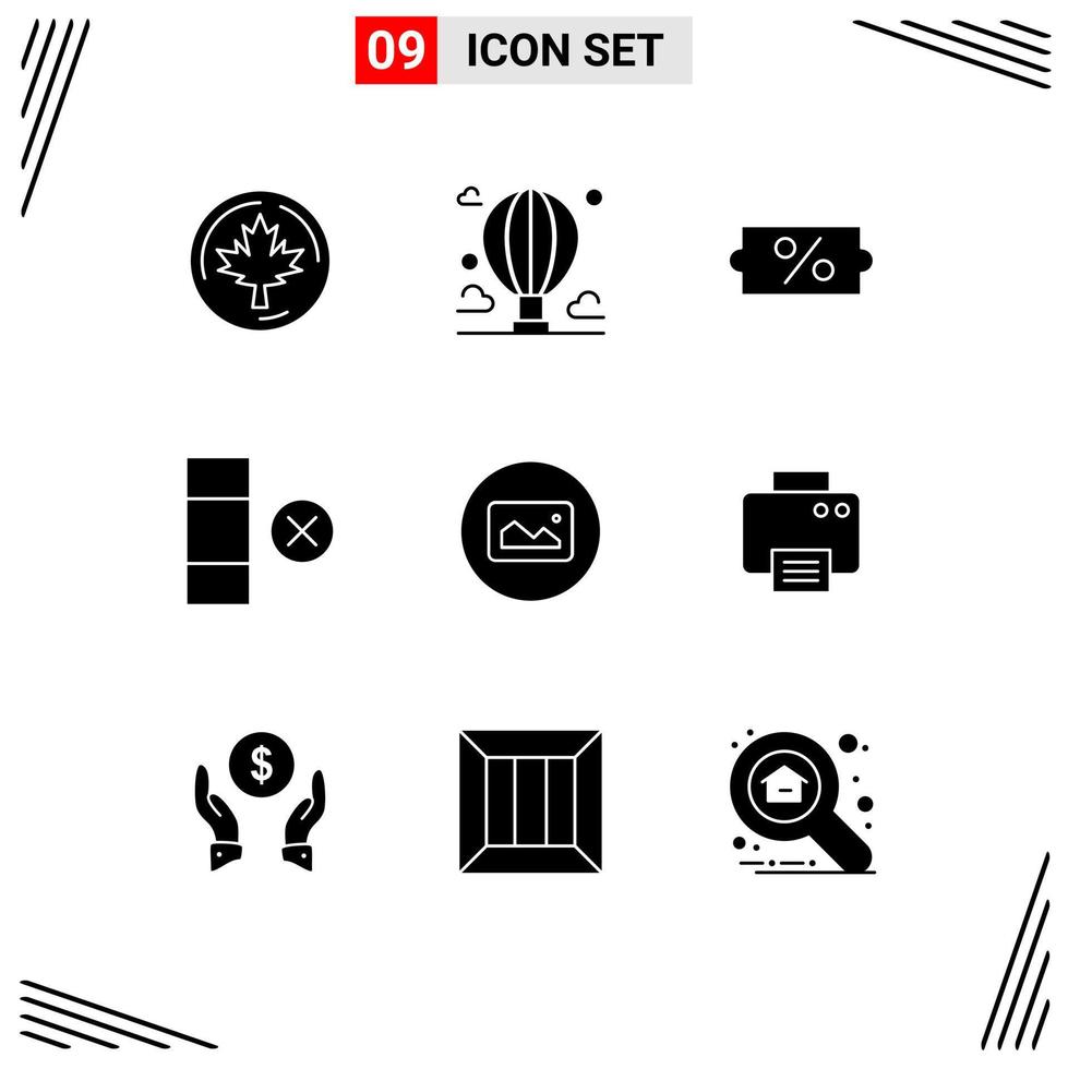 Set of 9 Modern UI Icons Symbols Signs for basic image sky row cell Editable Vector Design Elements