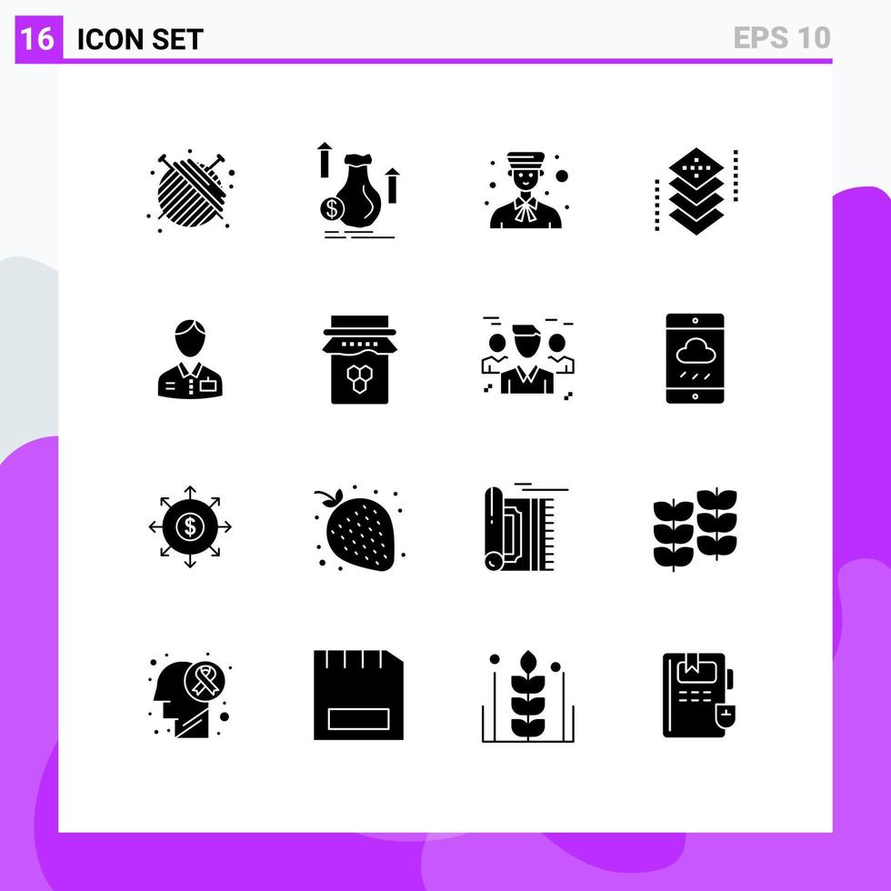 16 Universal Solid Glyphs Set for Web and Mobile Applications layers design stock coding people Editable Vector Design Elements