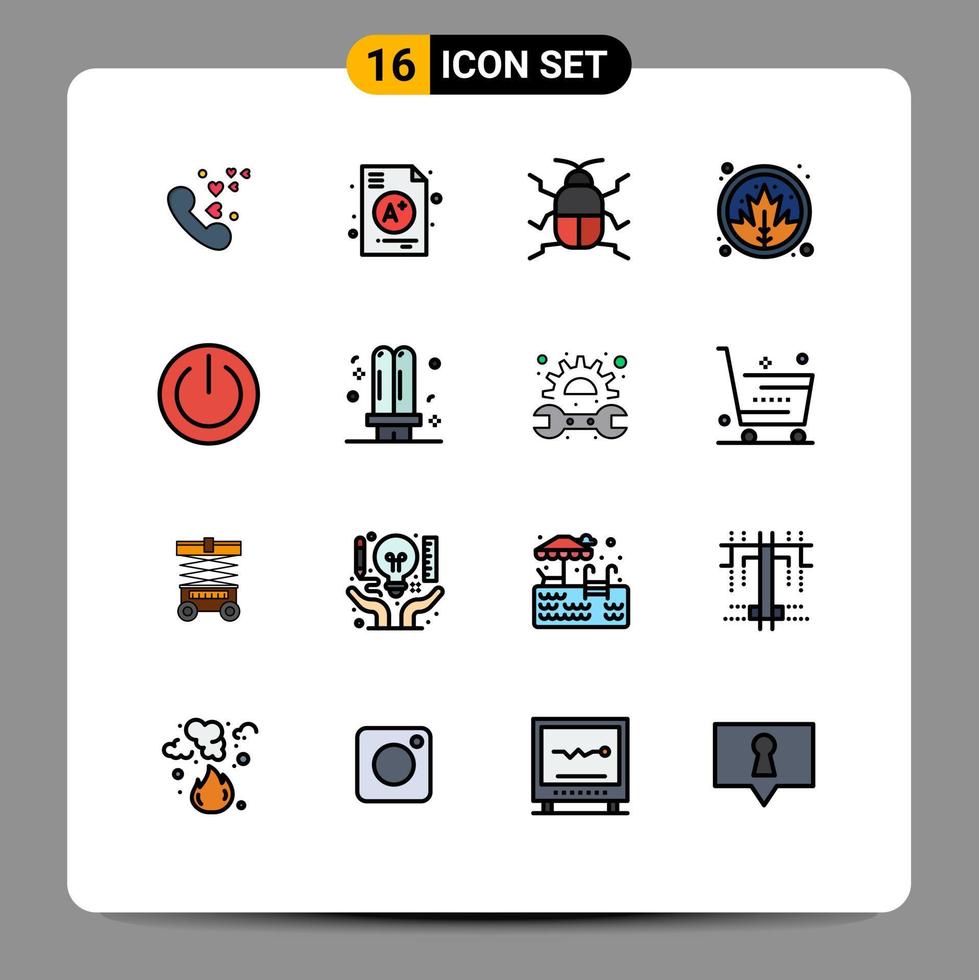 Set of 16 Modern UI Icons Symbols Signs for off thanksgiving biology plant leaf Editable Creative Vector Design Elements