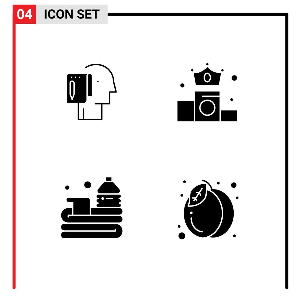 Universal Icon Symbols Group of 4 Modern Solid Glyphs of begin ball note crown basketball Editable Vector Design Elements