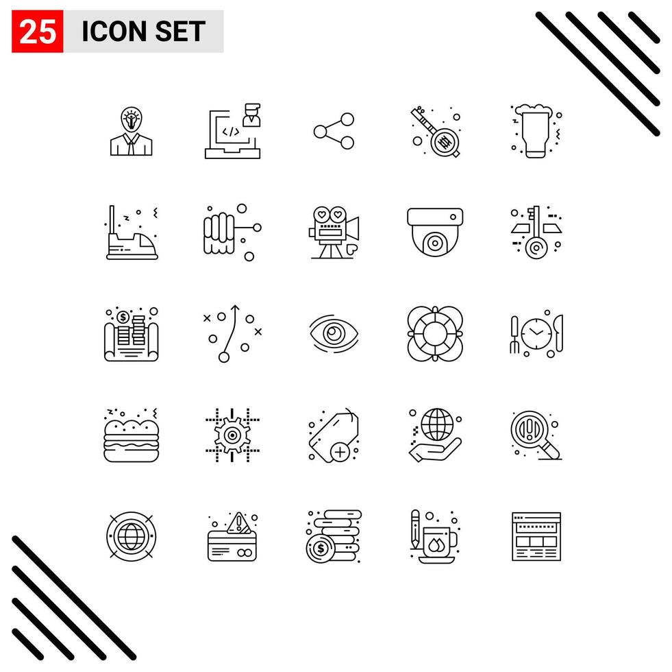 Modern Set of 25 Lines Pictograph of party music laptop india social Editable Vector Design Elements