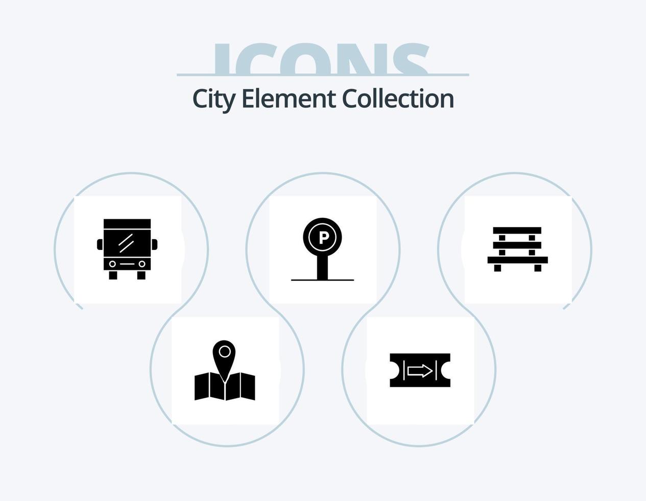 City Element Collection Glyph Icon Pack 5 Icon Design. sign . parking . hotel . travel vector