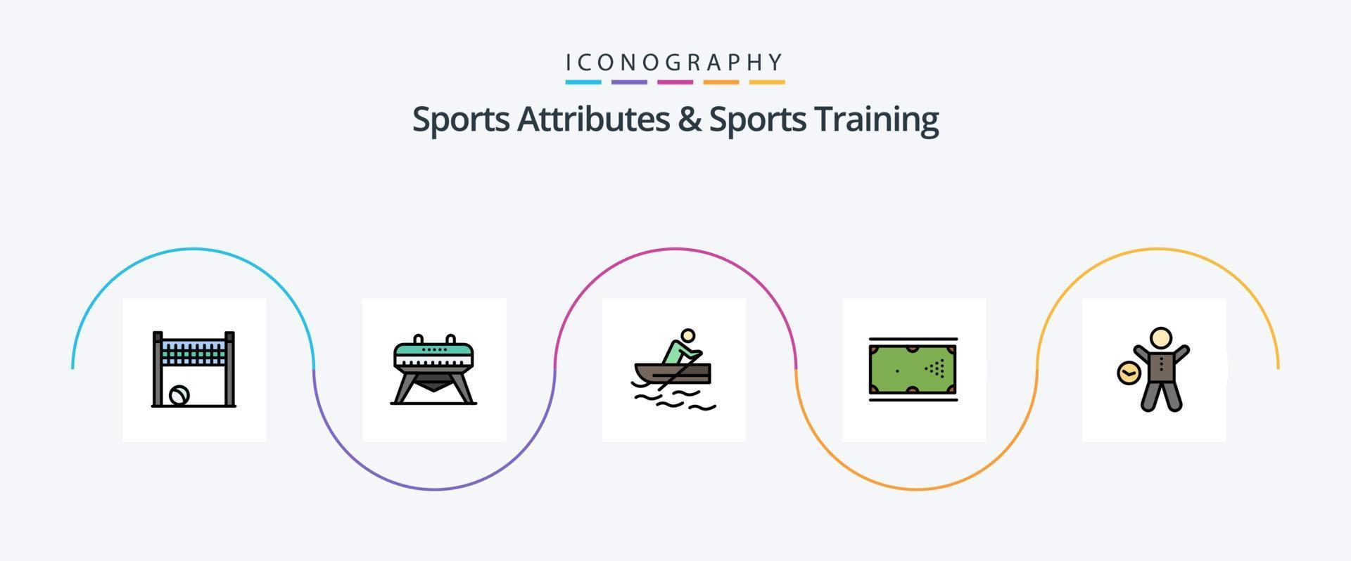 Sports Atributes And Sports Training Line Filled Flat 5 Icon Pack Including gym. pool. rowing. pocket. cue vector