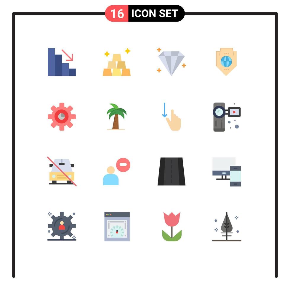 conjunto de pictogramas de 16 colores planos simples de configuración gráfico de usuario de marketing paquete editable de elementos de diseño de vectores creativos