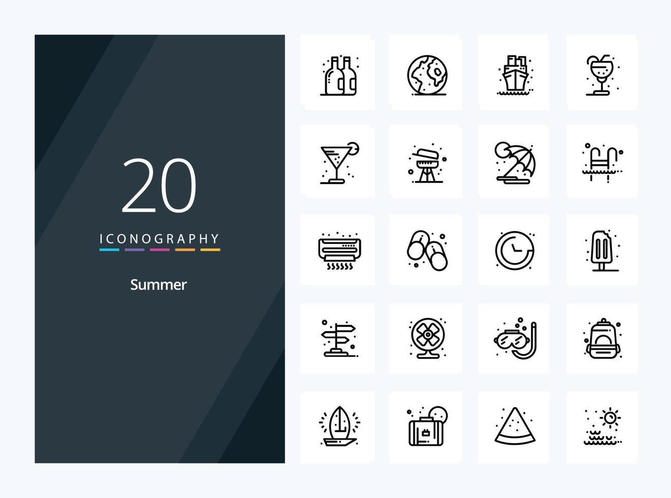 20 Summer Outline icon for presentation vector