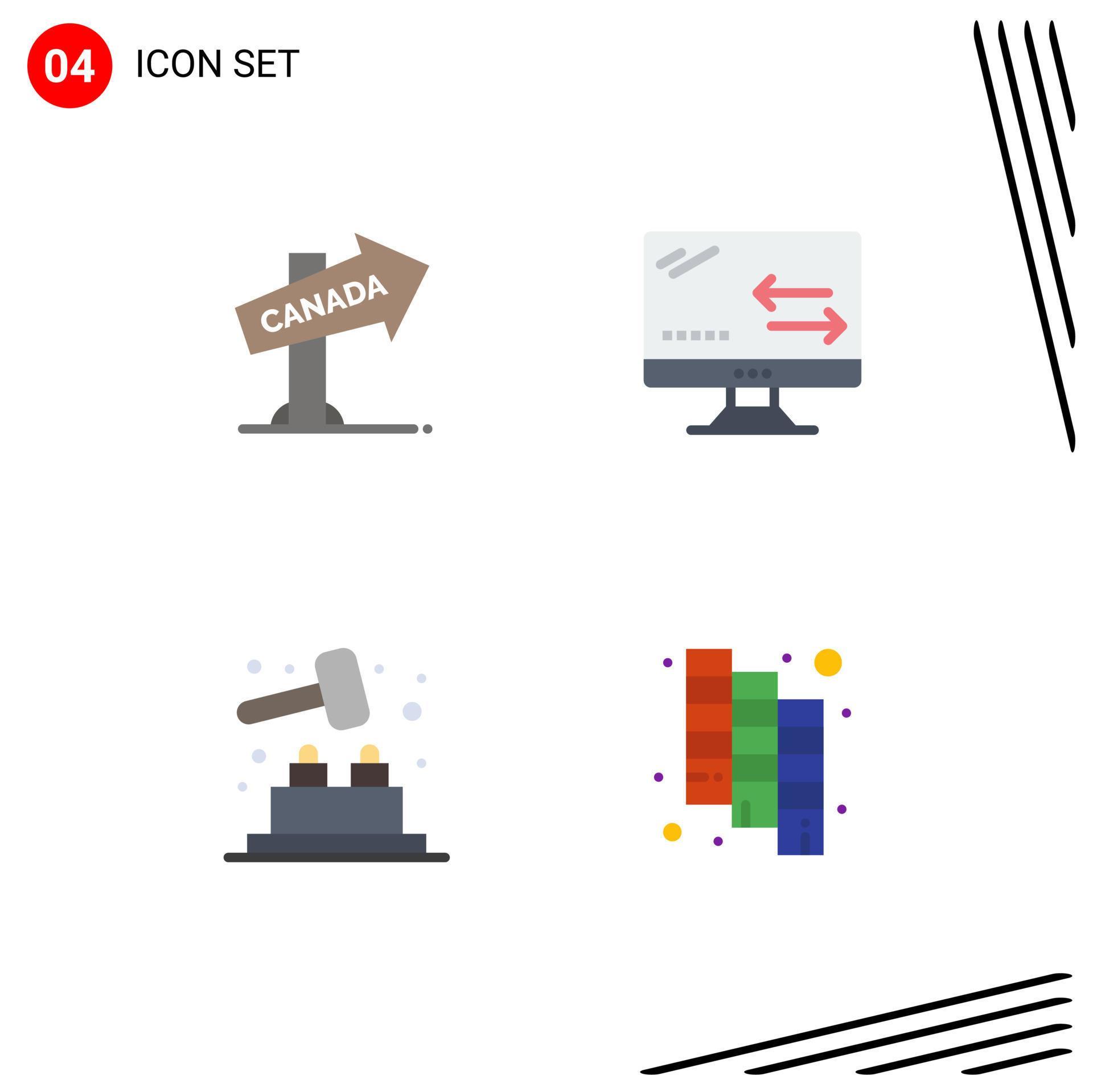 4 Thematic Vector Flat Icons and Editable Symbols of canada game sign
