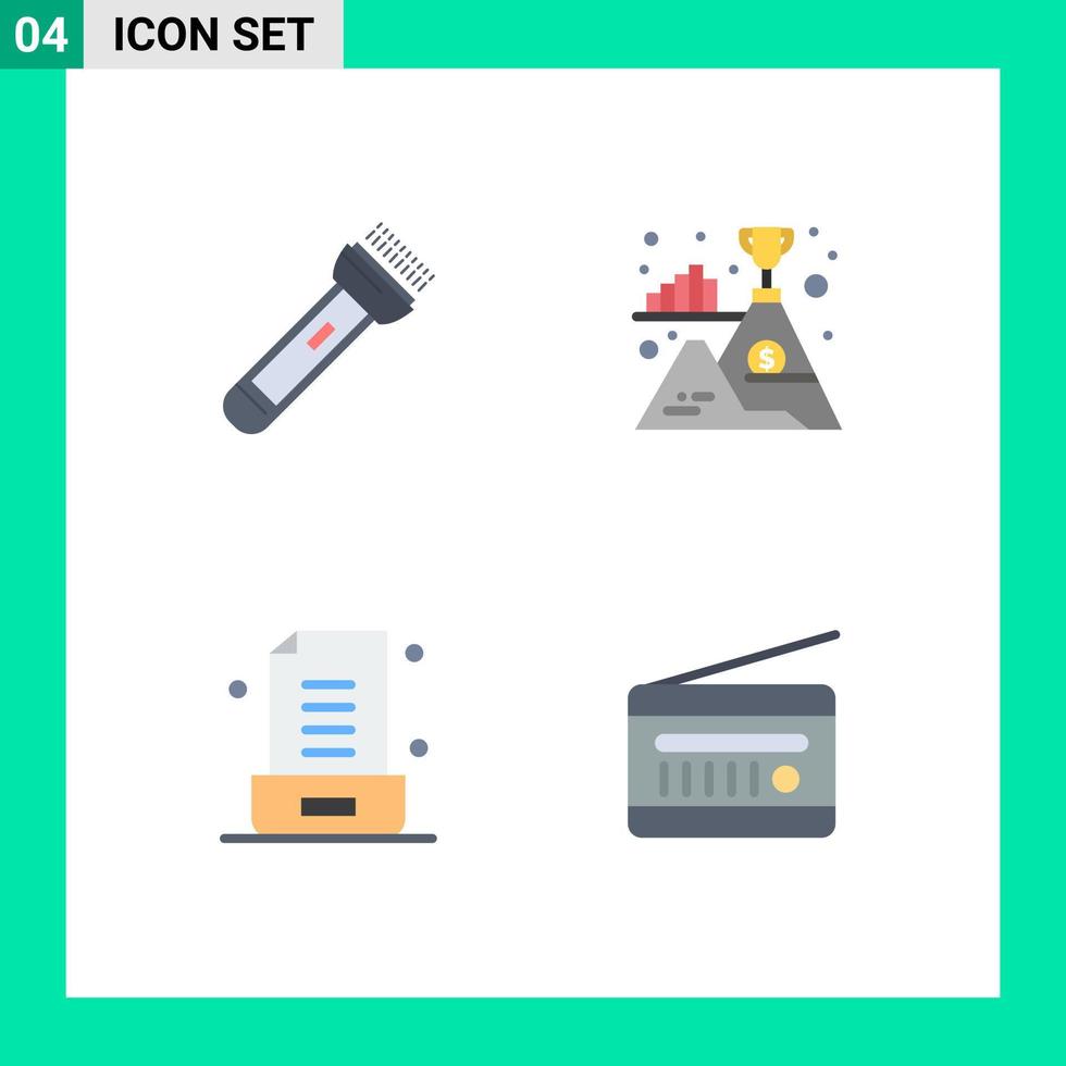 4 Flat Icon concept for Websites Mobile and Apps torch email camping mountain note Editable Vector Design Elements