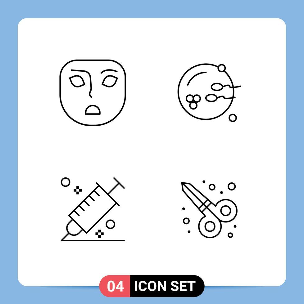 User Interface Pack of 4 Basic Filledline Flat Colors of angry design fertile sex tool Editable Vector Design Elements