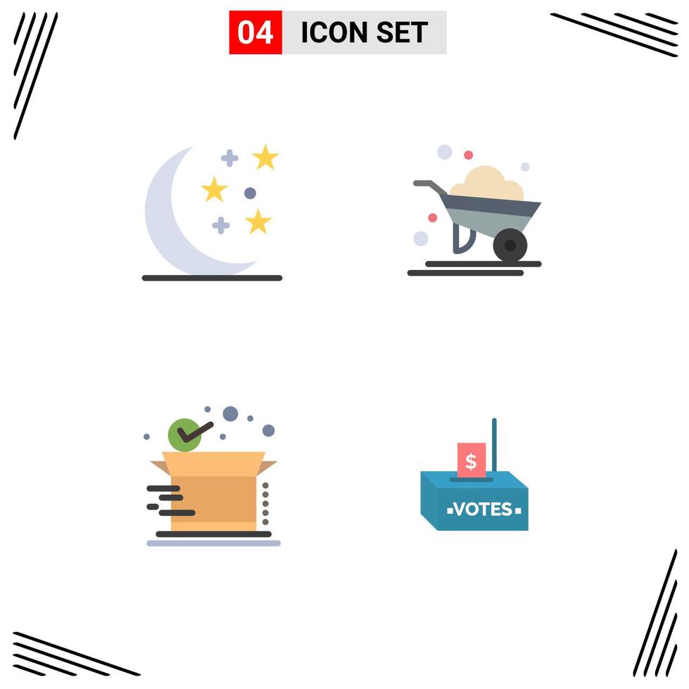 Set of 4 Vector Flat Icons on Grid for halloween product agriculture wheelbarrow bribe Editable Vector Design Elements