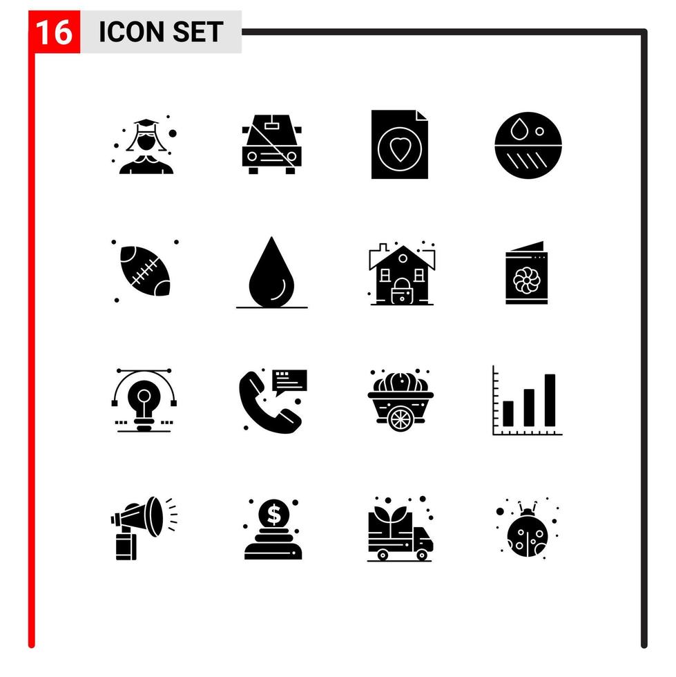 Modern Set of 16 Solid Glyphs Pictograph of ball skin slash dry dermatologist Editable Vector Design Elements