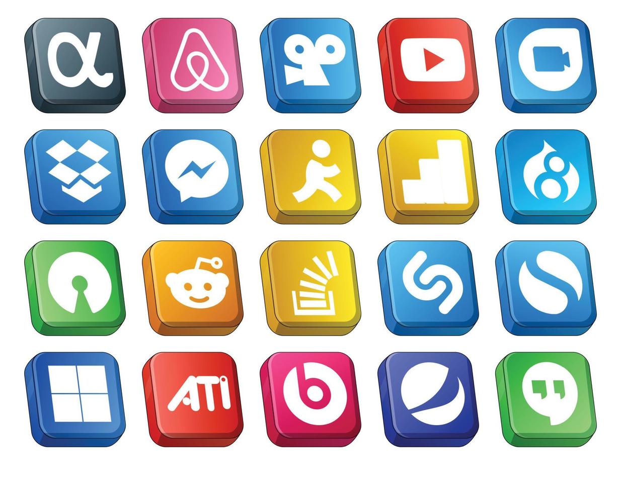 20 Social Media Icon Pack Including shazam stock aim question reddit vector