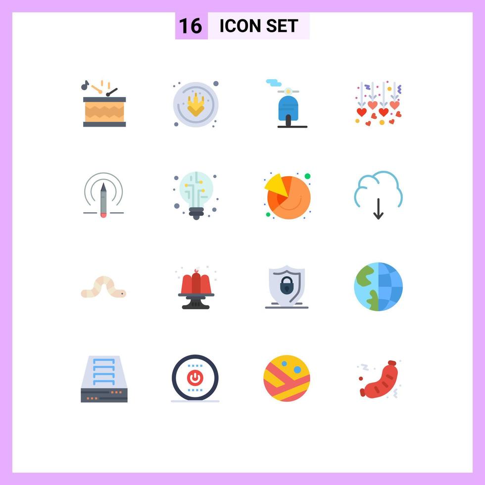 conjunto de 16 iconos de interfaz de usuario modernos símbolos signos para educación digital scooter lápiz luna de miel paquete editable de elementos de diseño de vectores creativos