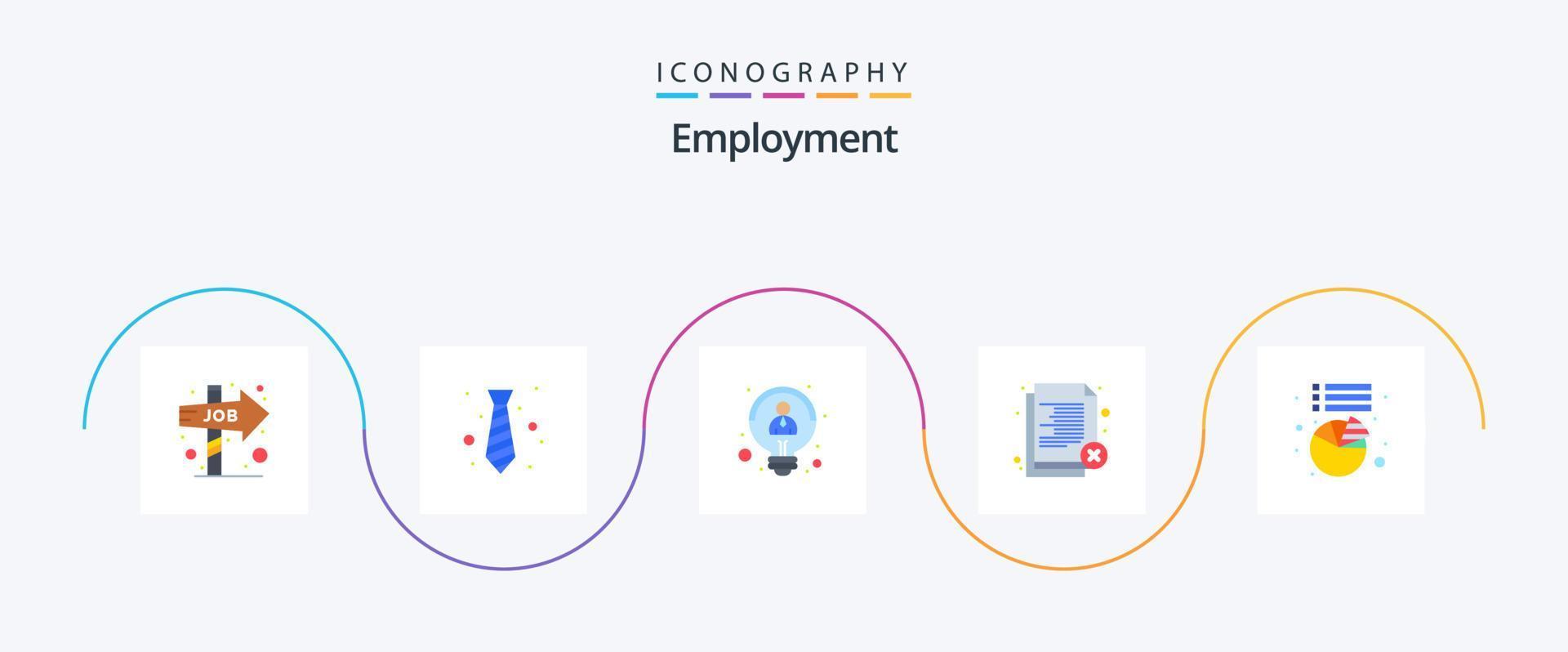 paquete de iconos de 5 planos de empleo que incluye rechazo. oficina. Corbata. empleado. pensando vector