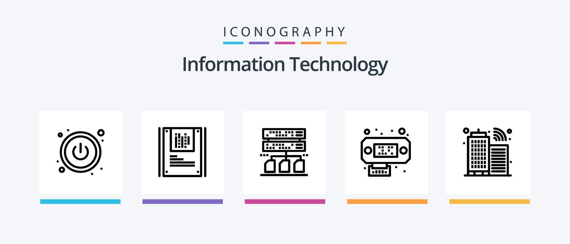Information Technology Line 5 Icon Pack Including sharing. file. cryptography. cloud. cloud. Creative Icons Design vector