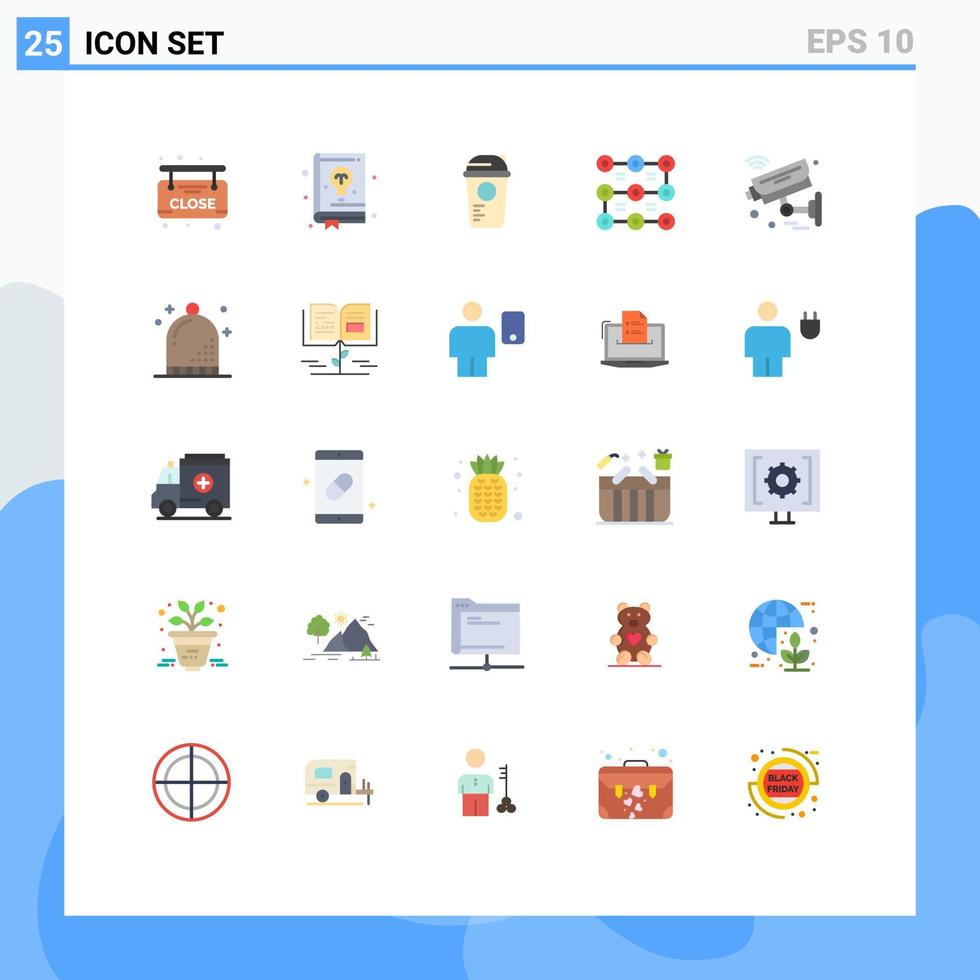 25 Flat Color concept for Websites Mobile and Apps internet of things security game protection lock Editable Vector Design Elements
