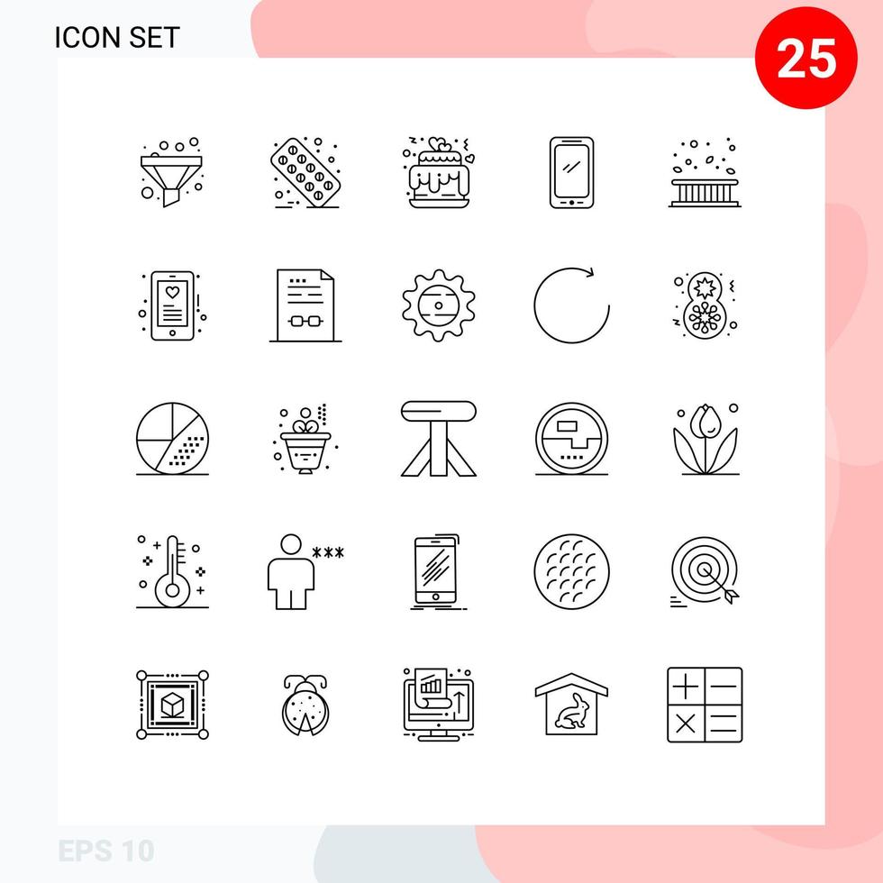 Set of 25 Commercial Lines pack for border iphone cake android smart phone Editable Vector Design Elements