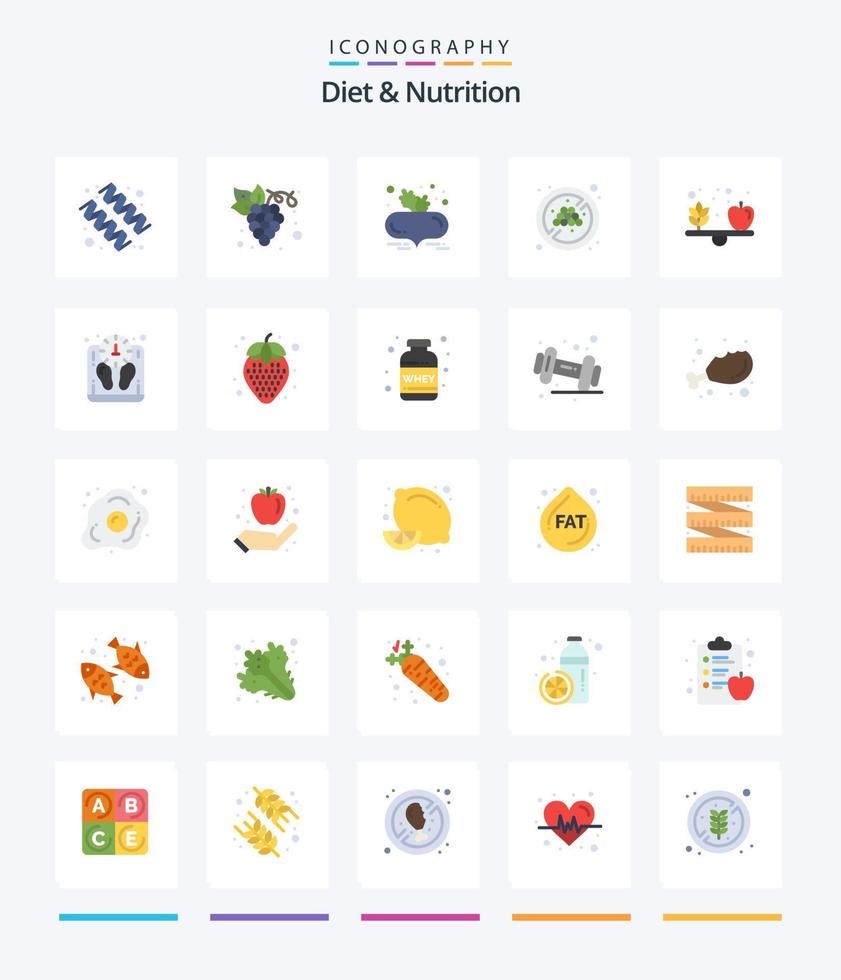 Creative Diet And Nutrition 25 Flat icon pack  Such As health. apple. beet with leaves. organic. no diet vector