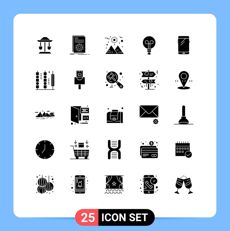 paquete de iconos de vector de stock de 25 signos y símbolos de línea para elementos de diseño de vector editable de bulbo de diseño de script de teléfono móvil