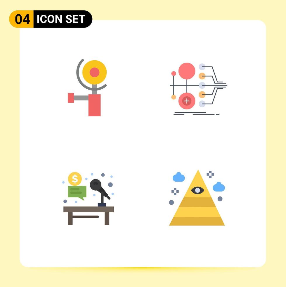 Group of 4 Flat Icons Signs and Symbols for construction auction monetization transfer hammer Editable Vector Design Elements