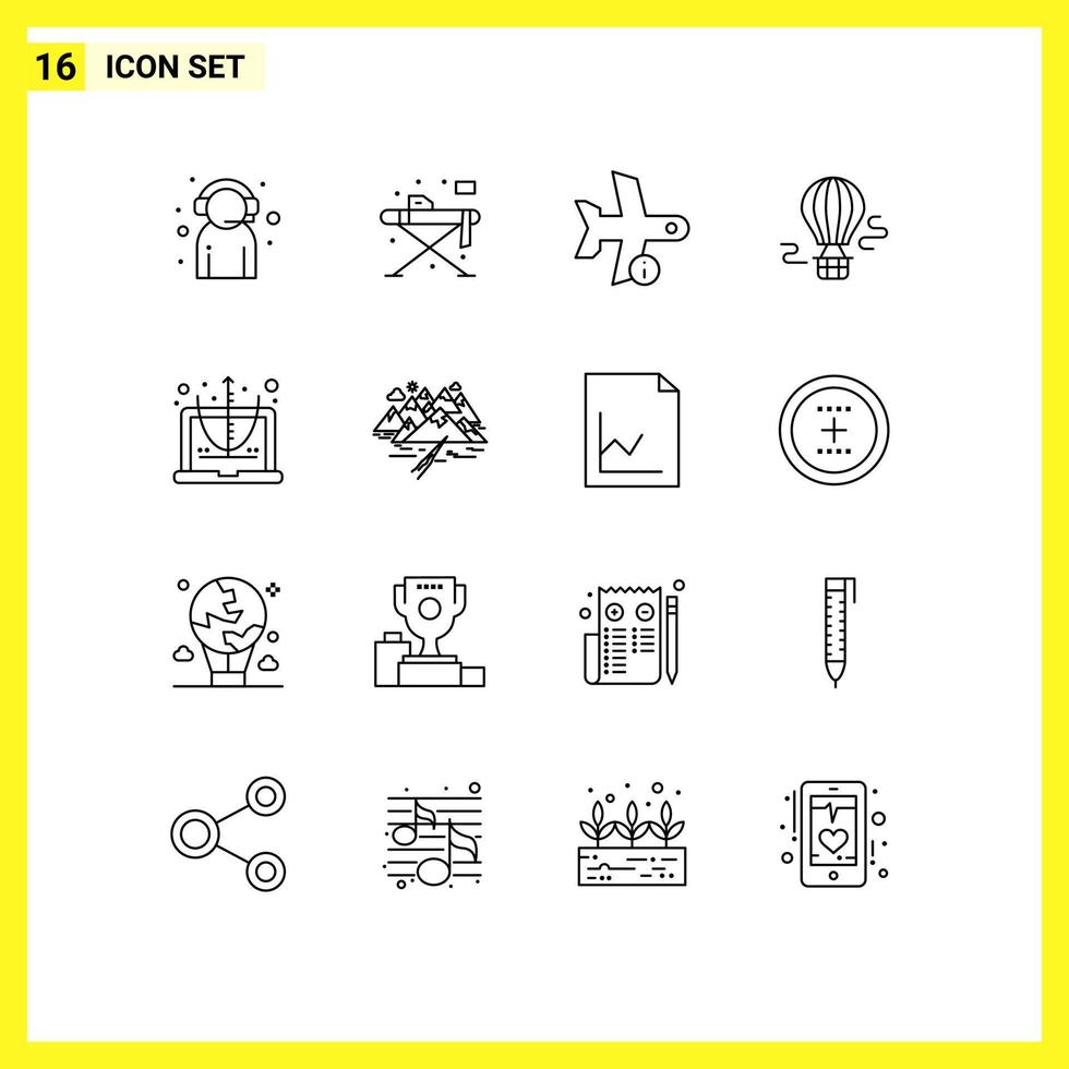 Modern Set of 16 Outlines and symbols such as transport balloon table air transport Editable Vector Design Elements