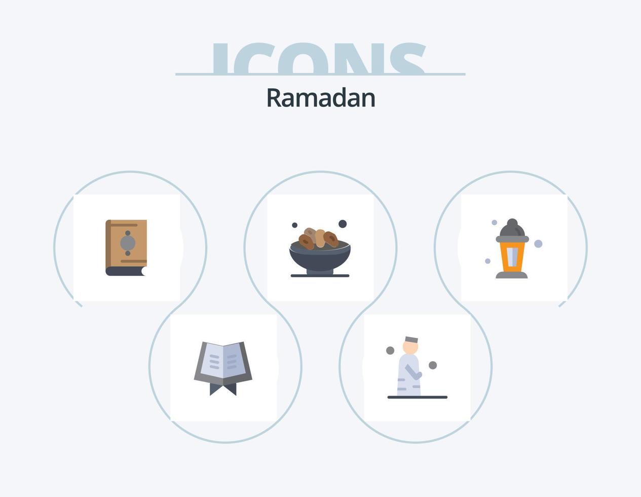 paquete de iconos planos de ramadán 5 diseño de iconos. abrahámico. musulmán. islam. islam. cuenco vector