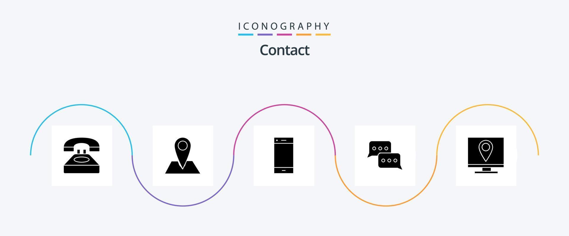 paquete de iconos de glifo 5 de contacto que incluye mensaje. comunicación. alfiler. burbuja. anillo vector