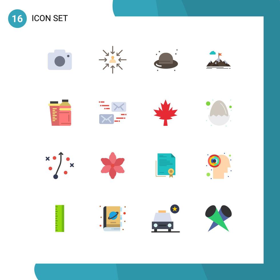 Set of 16 Modern UI Icons Symbols Signs for mission business selection aim straw hat Editable Pack of Creative Vector Design Elements