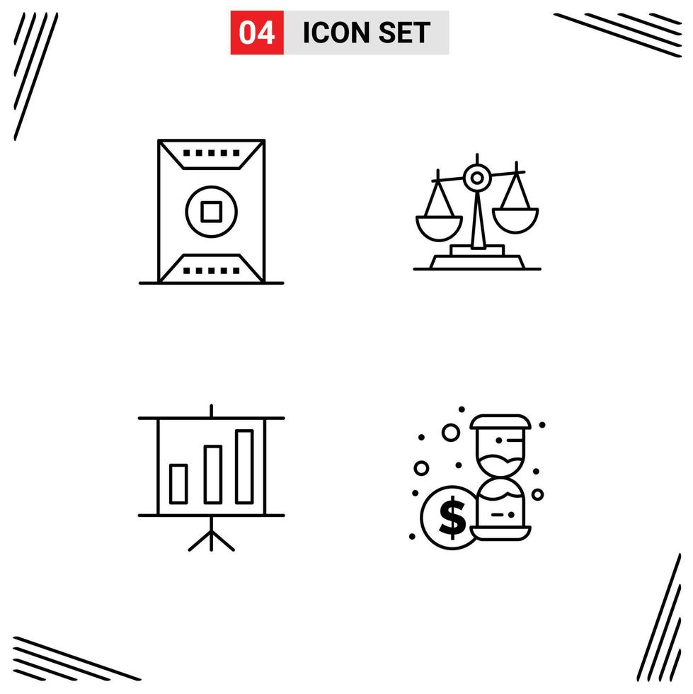 Set of 4 Vector Filledline Flat Colors on Grid for field law sports court scale Editable Vector Design Elements