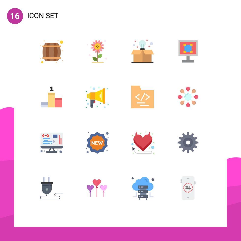 User Interface Pack of 16 Basic Flat Colors of success application education program graphics Editable Pack of Creative Vector Design Elements