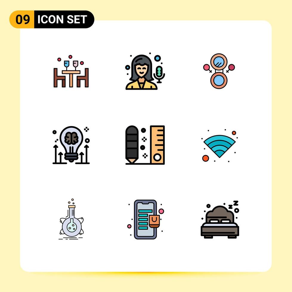9 Filledline Flat Color concept for Websites Mobile and Apps draw arrow mirror idea brainstorming Editable Vector Design Elements