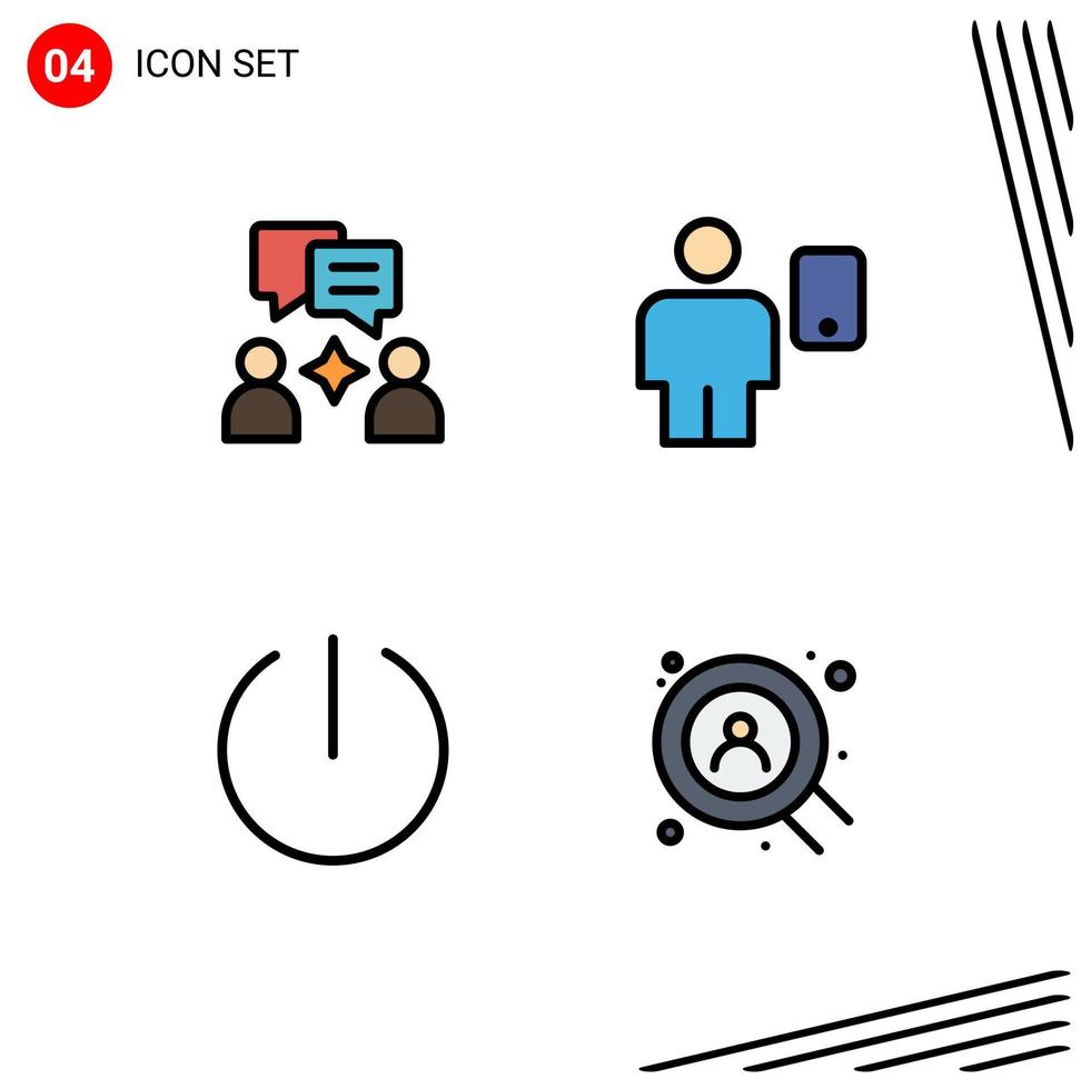 Mobile Interface Filledline Flat Color Set of 4 Pictograms of man switch avatar human web Editable Vector Design Elements