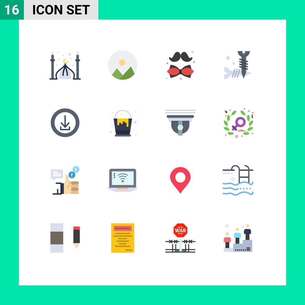 Modern Set of 16 Flat Colors and symbols such as apps hardware bow diy day Editable Pack of Creative Vector Design Elements