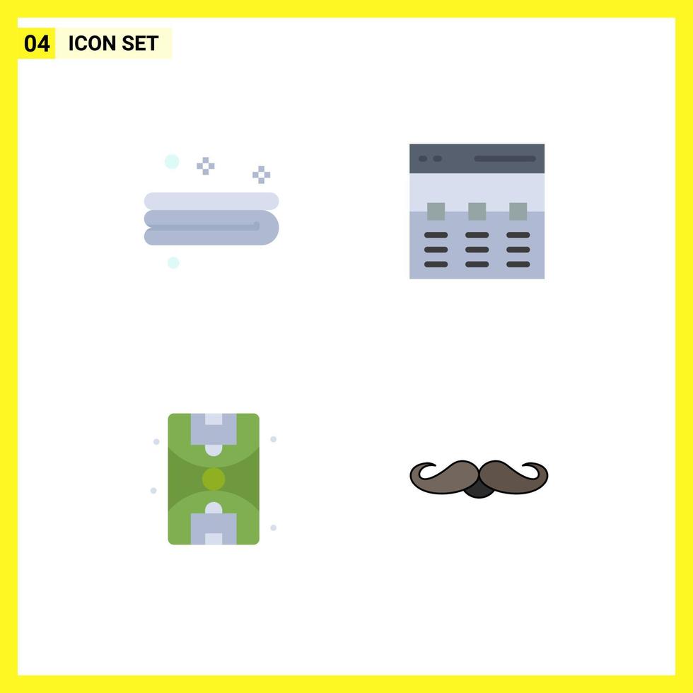Set of 4 Commercial Flat Icons pack for clean life communication image moustache Editable Vector Design Elements