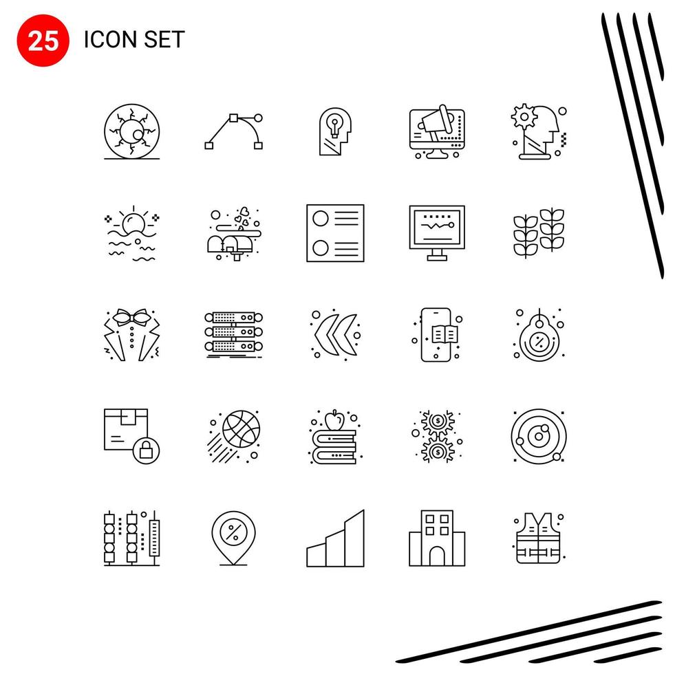 Set of 25 Modern UI Icons Symbols Signs for brain speaker business conference think Editable Vector Design Elements