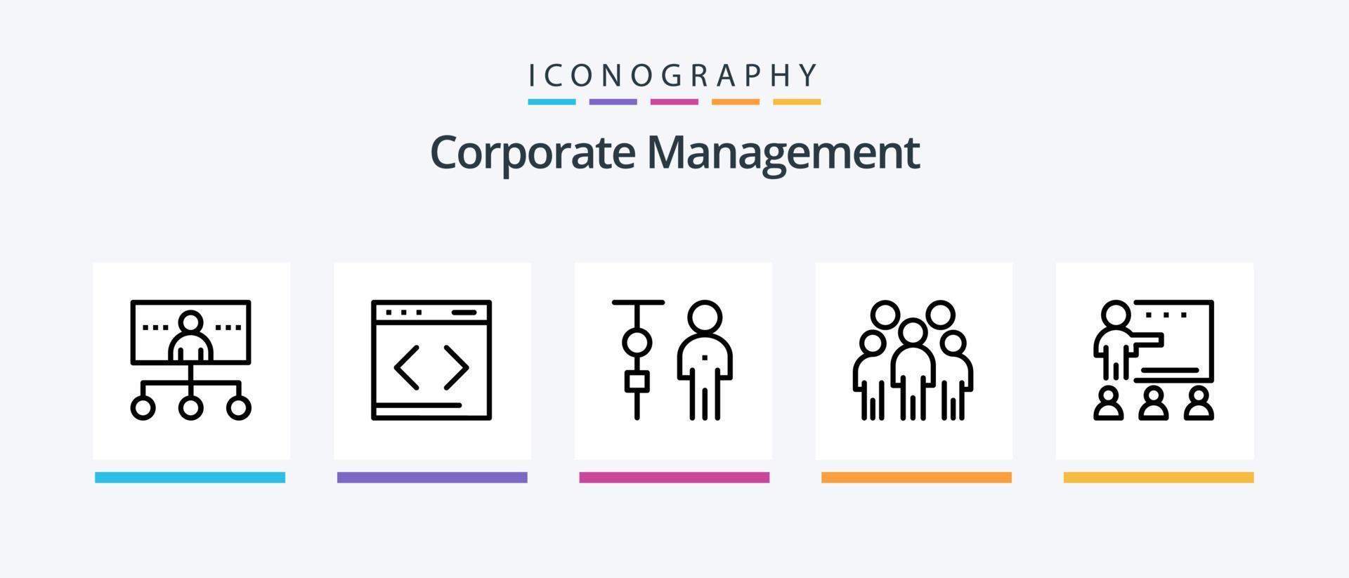 Corporate Management Line 5 Icon Pack Including efficiency. chart. discussion. productivity. person. Creative Icons Design vector